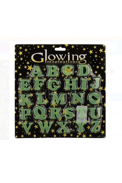 Bibilel Set litere alfabet A-Z fosforescente pentru decorarea tavanului, 26 piese
