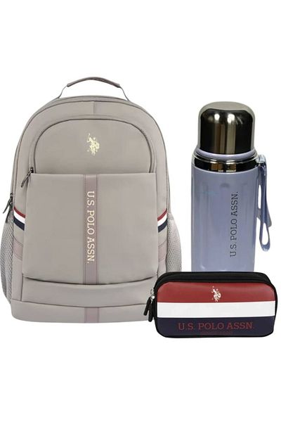 U.S. Polo Assn. School Backpack, Pencil Bag, Steel Flask 600 ml Premium Set