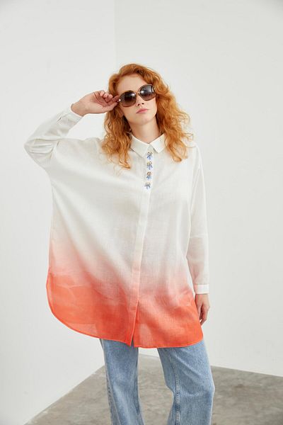 Zühre Orange Shirt with Back Detail G-0053
