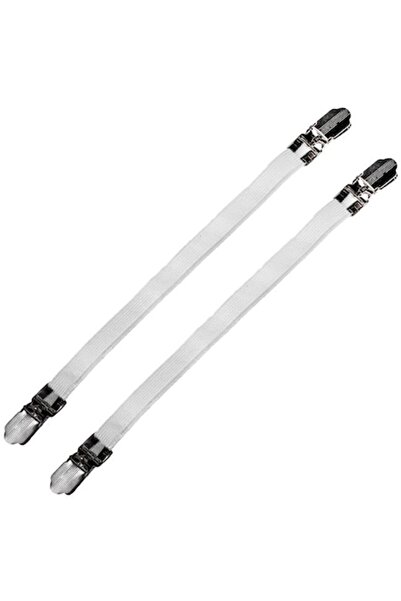 Bibilel Set cleme pentru fixare cearceaf/ husa mesei de calcat, cu elastic, 2buc/set, Alb-Gri, JMB-BBL7399