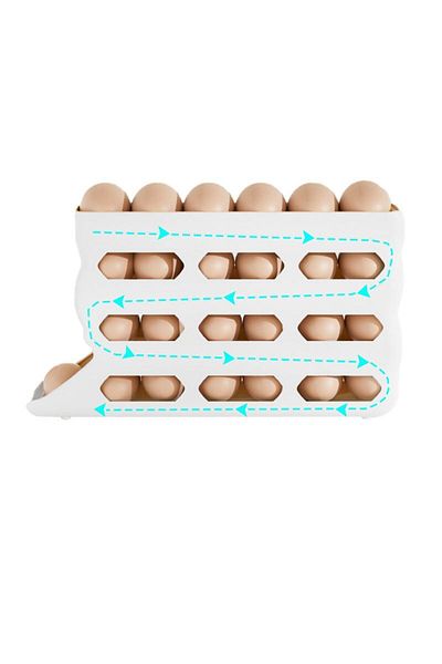 Chavin 25-Piece White Plastic Egg Cup Refrigerator Organizer Egg Storage Rack Mt186