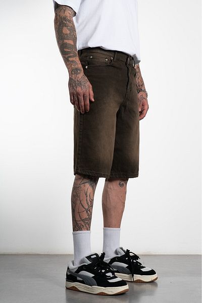 Alux Acid Washed Brown Baggy Jean Men's Shorts
