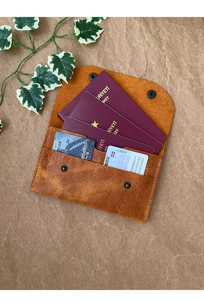 ALESTA LEATHER (Writing Name) Family Size Passport Cover - Genuine Leather Handmade