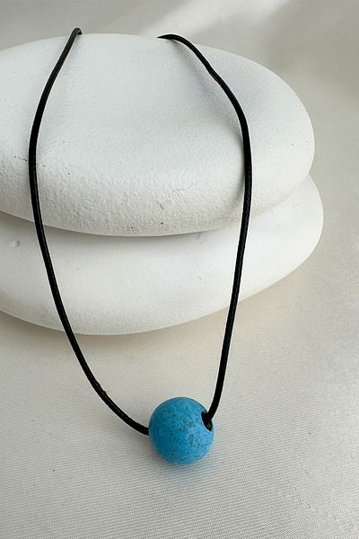 Modex Round Wooden Bead Black String Necklace (40cm)