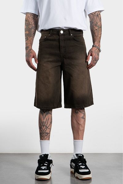 Alux Acid Washed Brown Baggy Jean Men's Shorts
