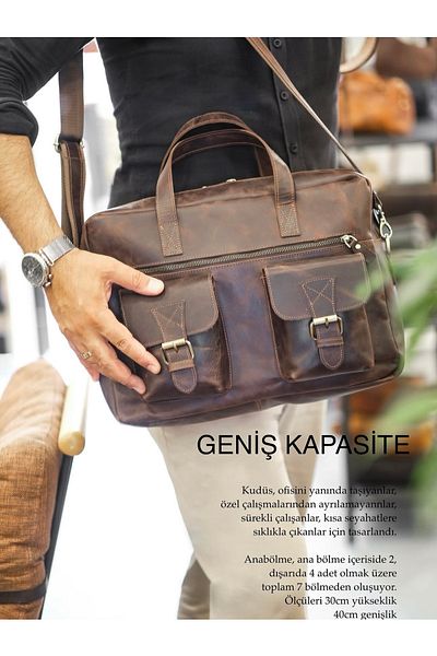 naft Jerusalem Genuine Leather Briefcase Computer Bag