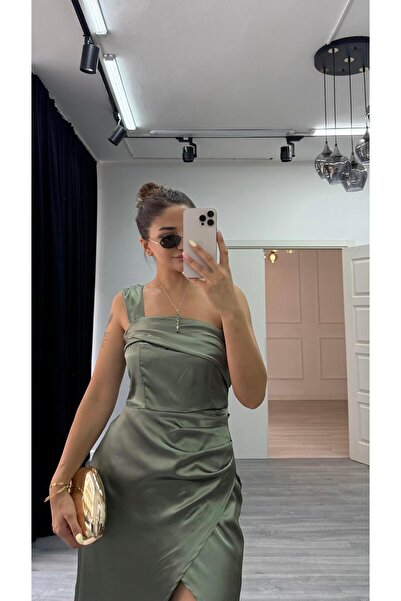 Daves Φόρεμα με έναν ώμο Drabeli Slit-Haki