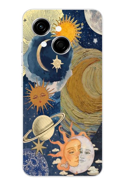 TechTree حافظة سيليكون شفافة متوافقة مع TECNO Spark Go 1 بتصميم Sun and Moon ...