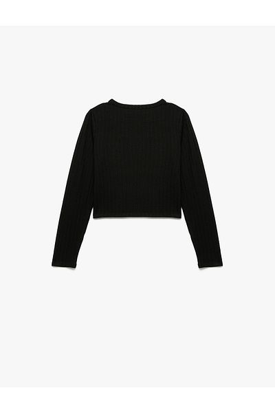Koton Viscose Blended Long Sleeve Crew Neck Basic T-Shirt