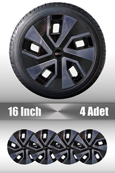 FRWY Dacia modellerine uyumlu 16'' İnç Siyah Füme Esnek Kırılmaz Jant Kapağı