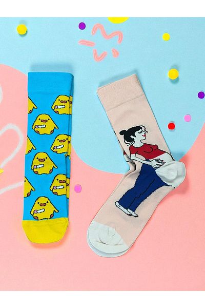 MODA 2 Pack Chick and Pregnant Women's Socks