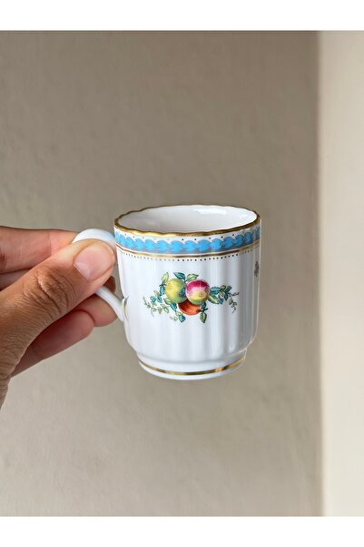 SPODE British Trapnell Sprays Fruit Pattern Antique Porcelain Gold Gilt Turkish Coffee Cup