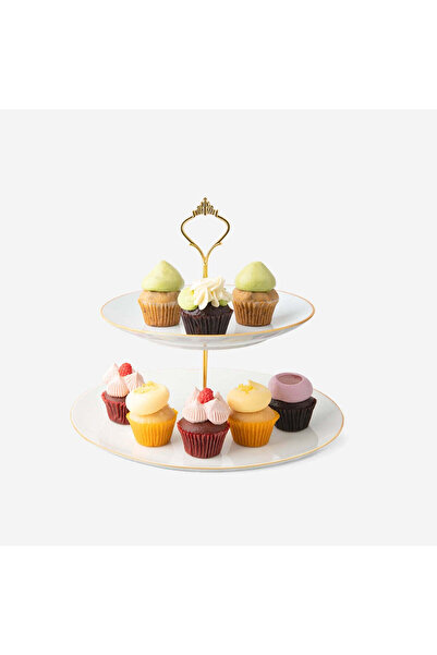 Flying Tiger Copenhagen Gold Detaylı 2 Katlı Servislik