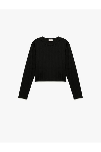 Koton Viscose Blended Long Sleeve Crew Neck Basic T-Shirt