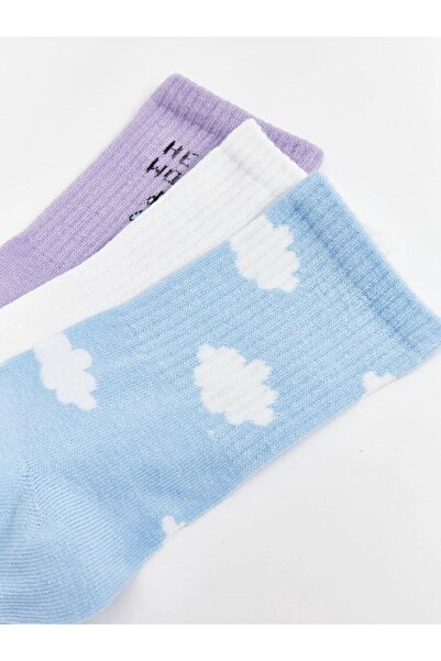 LC Waikiki Дамски чорапи до глезена с принт LCW, комплект от 3 броя (W5)