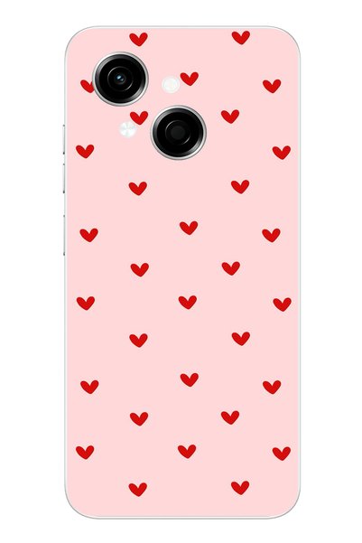 TechTree Tecno Spark Go 1 Compatible Red Tiny Hearts Transparent Silicone Case