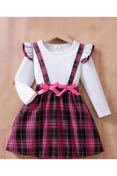 OEM Set fustita cu bretele si bluza cu maneca lunga 110 cm, 5 ani
