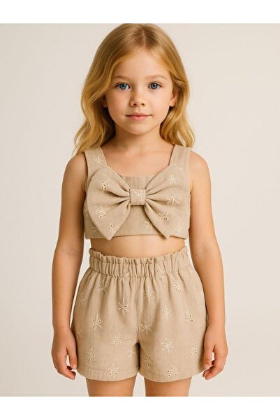 Zekids Girl's Crop Muslin Shorts Set