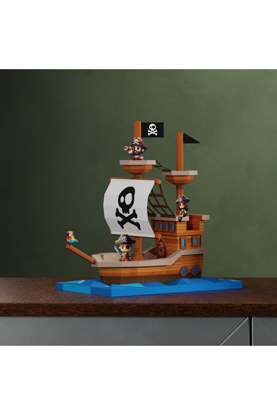 YSY AKROBAT AKROBAT 3D Korsan Gemisi ve Mürettebatı Maket Seti | Hazır Kesilmiş Kağıt Puzzle | Kendin Yap Hobi