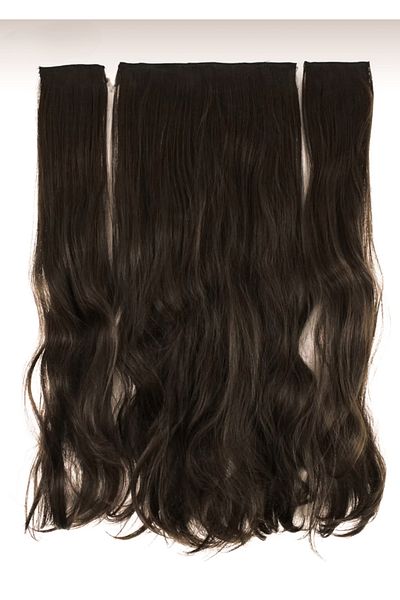 AKOLİFE 3 Pieces Chestnut Brown Half Moon + 2 Side Snap Hairpiece Hair Set - Human Hair Texture