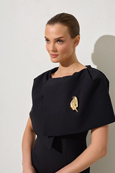 Setre Rochie midi cu detaliu guler negru