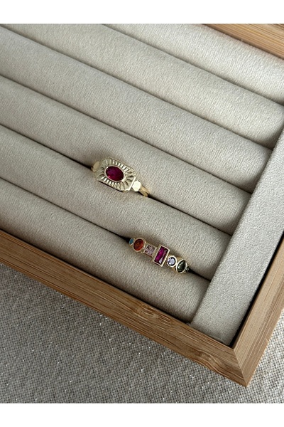ringbox Fuşya Taşlı 2'li Yüzük