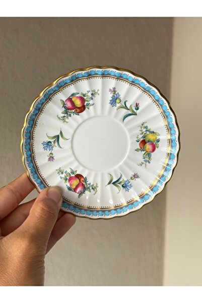 SPODE British Trapnell Sprays Fruit Pattern Antique Porcelain Gold Gilt Turkish Coffee Cup