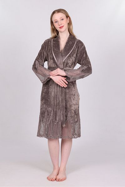 Nuşa Robă elegantă și elegantă din dantelă Niki din catifea din bumbac