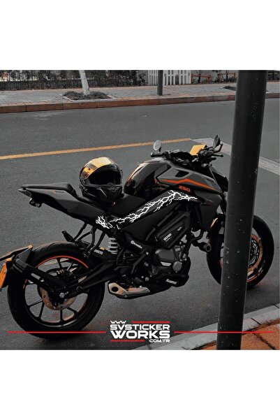ARONA Cfmoto 250NK Sticker Orta Şase Şimşek Yıldırım Sticker Deseni Dekor Sti...