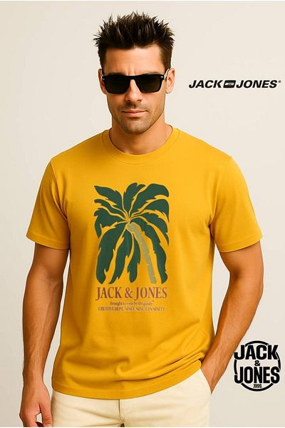 Jack & Jones Tricou cu imprimeu cu logo pentru bărbați J&J JJDOWN Portocaliu deschis A3333