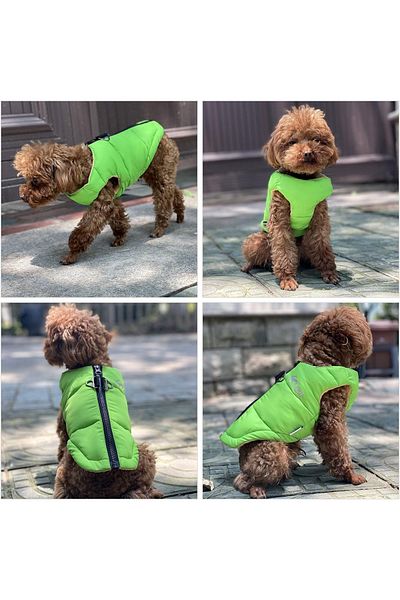 OEM Lovelonglong waterproof winter dog vest, XS, nylon wool, green