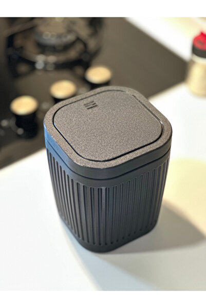 MARSEL Çöp Kutusu V2 Masaüstü - Mutfak - Banyo - Açılır Kapanır - Siyah - 15CM