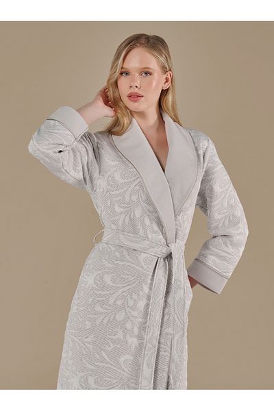 Nuşa Robă elegantă și elegantă din bumbac matlasat din jacquard din frunze