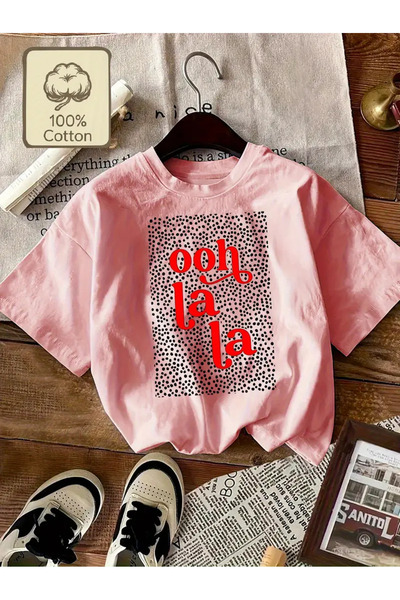 l'eivor Tricou din bumbac pentru femei cu imprimeu Ooh La La