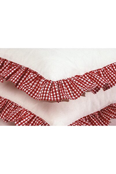 Erba kreasyon Vintage Ruffled Gingham 100% Cotton Linen Throw Pillow Cover Bohemian Throw Pillow Case 43X43