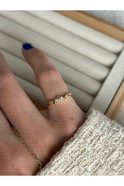 ringbox Gold Multicolored Tiny Stone Ring