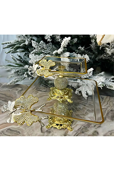 Elta Collection Pasabahce 2 Li Kelebekli Elmas Kare Dokum Ayakli Pasta Sunuml...