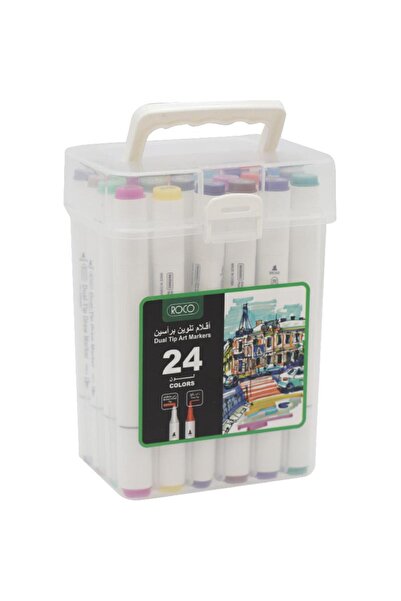 Roco Sketch Marker (24 Colors) Graphic Art Marker, Assorted Color, Twin Tip