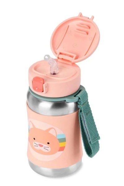 Skip Hop Zoo Stainless Steel Water Bottle with Straw 350 ml Cat