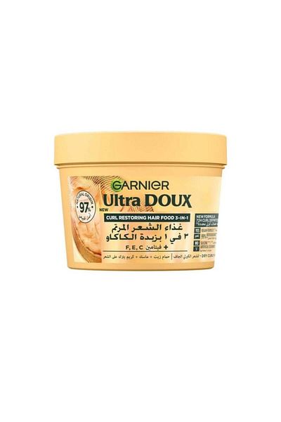 Garnier 3-in-1 Nourishing Hair Mask with Cocoa Butter for Restoring Dry Curls by 390ml
