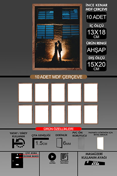 Bytwo 10 komada okvira 13x18 - tanki letvičasti okvir - drveni okvir - okvir ...