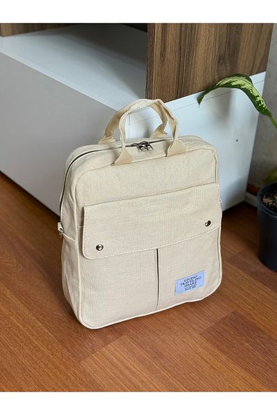 Bagnest Multi-Compartment Useful Canvas Women's Backpack and Shoulder Bag
