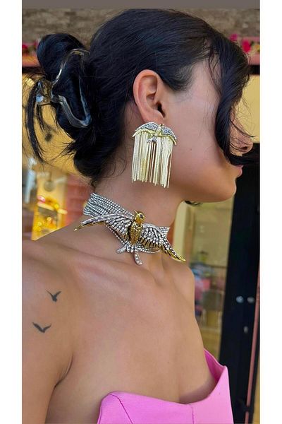 neslyaccessories Vip Series Chain Dangle Flashy Bird Earrings