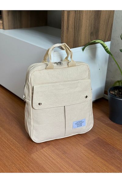 Bagnest Multi-Compartment Useful Canvas Women's Backpack and Shoulder Bag