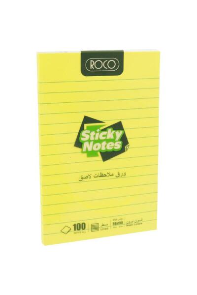 Roco Lined Self Stick Notes, 98 X 150 mm, 100 Notes, Neon