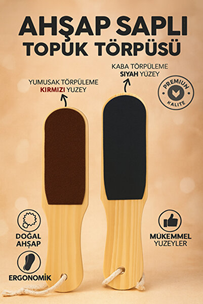 SYN AKSESUAR Ahşap Saplı Çift Yüzeyli Topuk Törpüsü-İki Yüzeyli Ayak Pürüzsüzleştirici