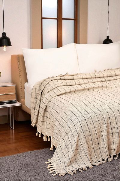 TAKI DERYASI Natural Cotton Soft Double Pique, Sofa Cover, Multi-Purpose Cover 200X320 Cm.