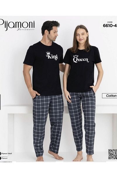 Pijamoni Combed Short Sleeve Double Combination Pajama Set