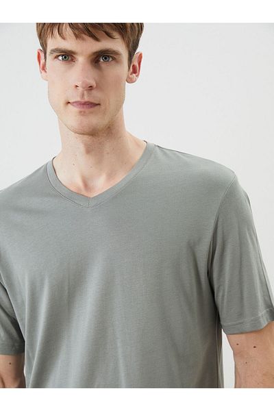 LC Waikiki New Season V-Neck Combed Cotton Men's T-Shirt - S5Fs72Z8