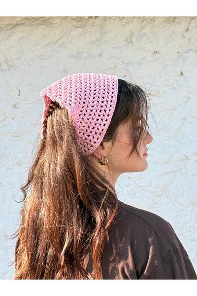 MELUSH Candy Pink Colored Mesh Model Handmade Knitted Bandana
